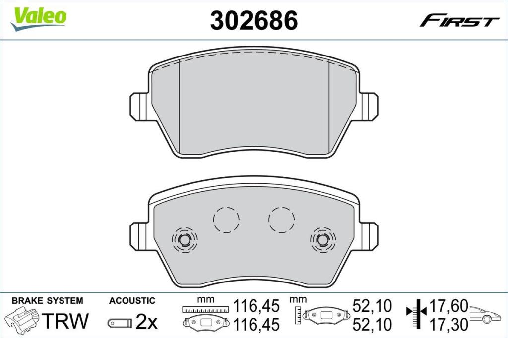 Jogo de 4 pastilhas de travão VALEO ref. 302686